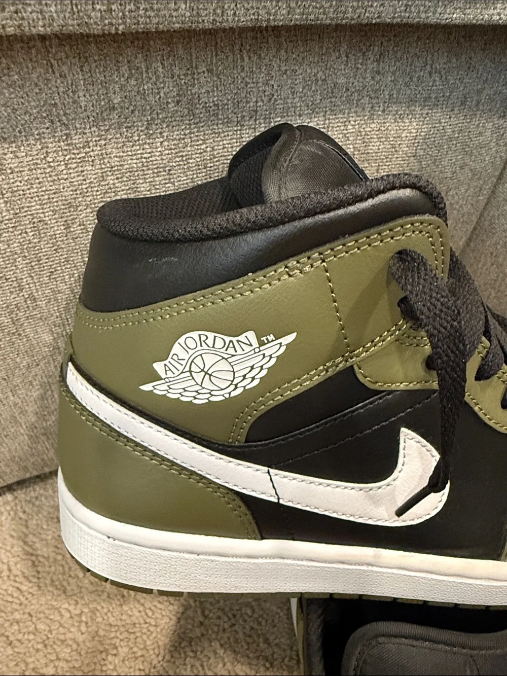 Jordan High-Top Sneakers in Black and Olive Green